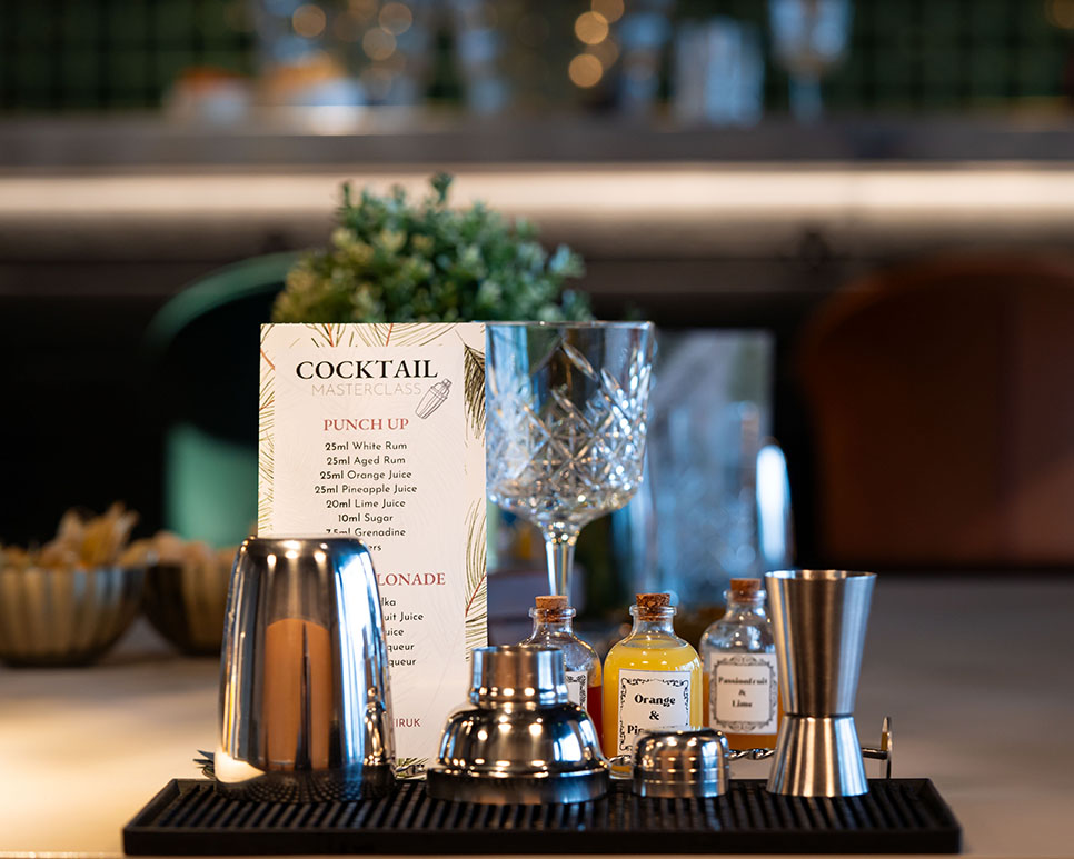 Cocktail Masterclasses_cocktail making session by Shake&Stir_Bar Set up example